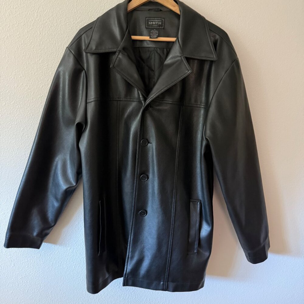 Whispering Smith London Black Faux Leather‎ Jacket Size M